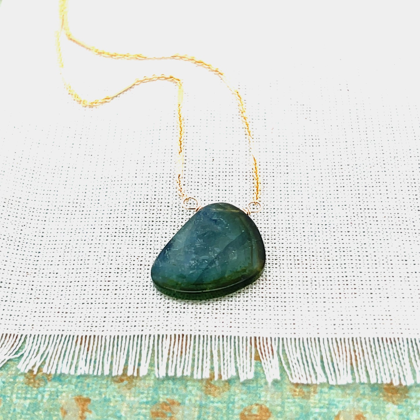 Large Blue/Green  Tourmaline Slice Pendant