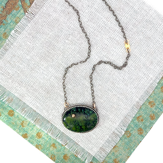 Oval Turquoise Mixed Metal Necklace