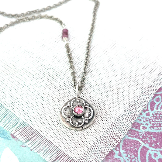 Sweet Sterling Medallion with Pink Tourmaline