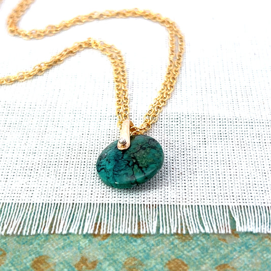 Swinging Turquoise Gold Necklace