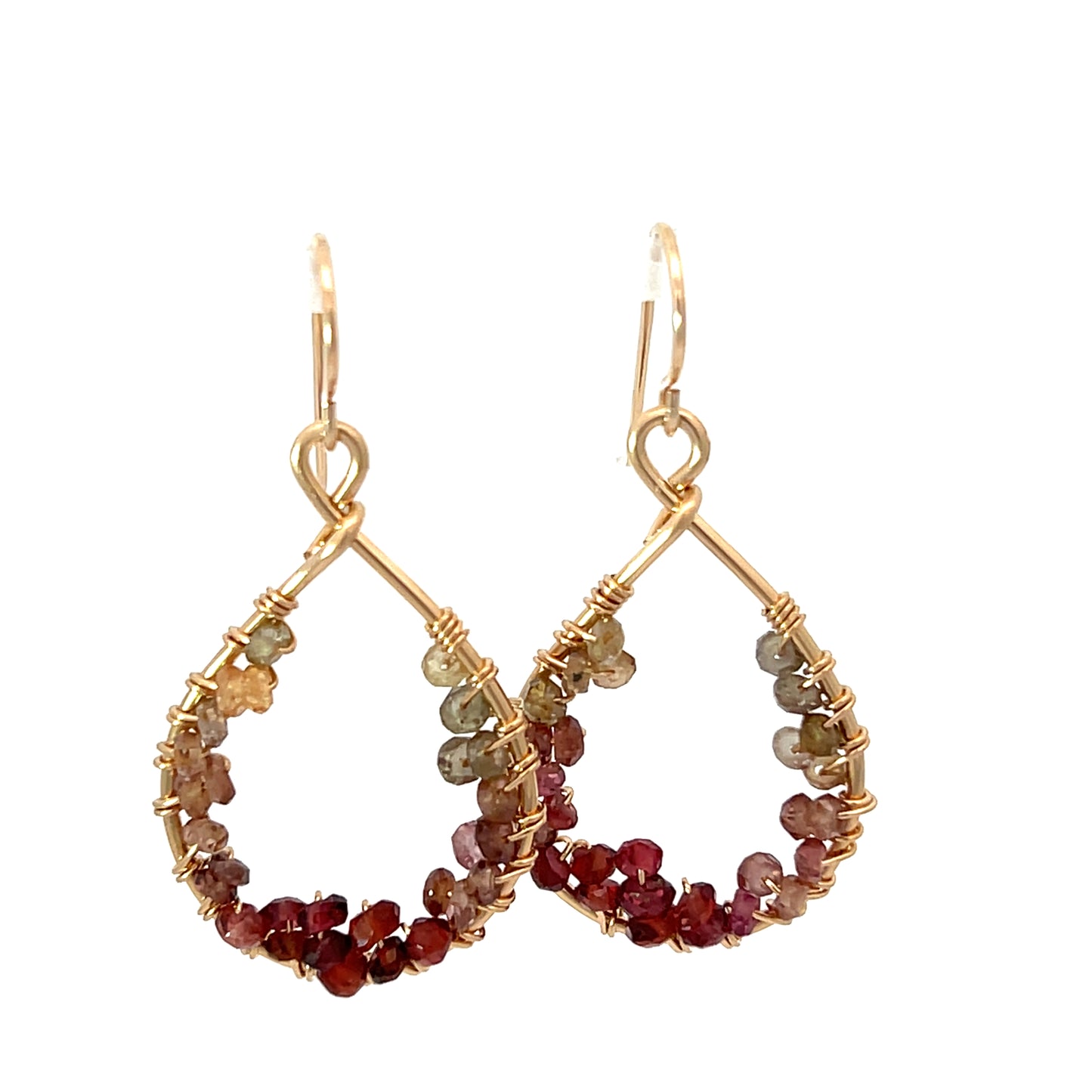 Multi Colored Sapphire Gold Hoop Earrings