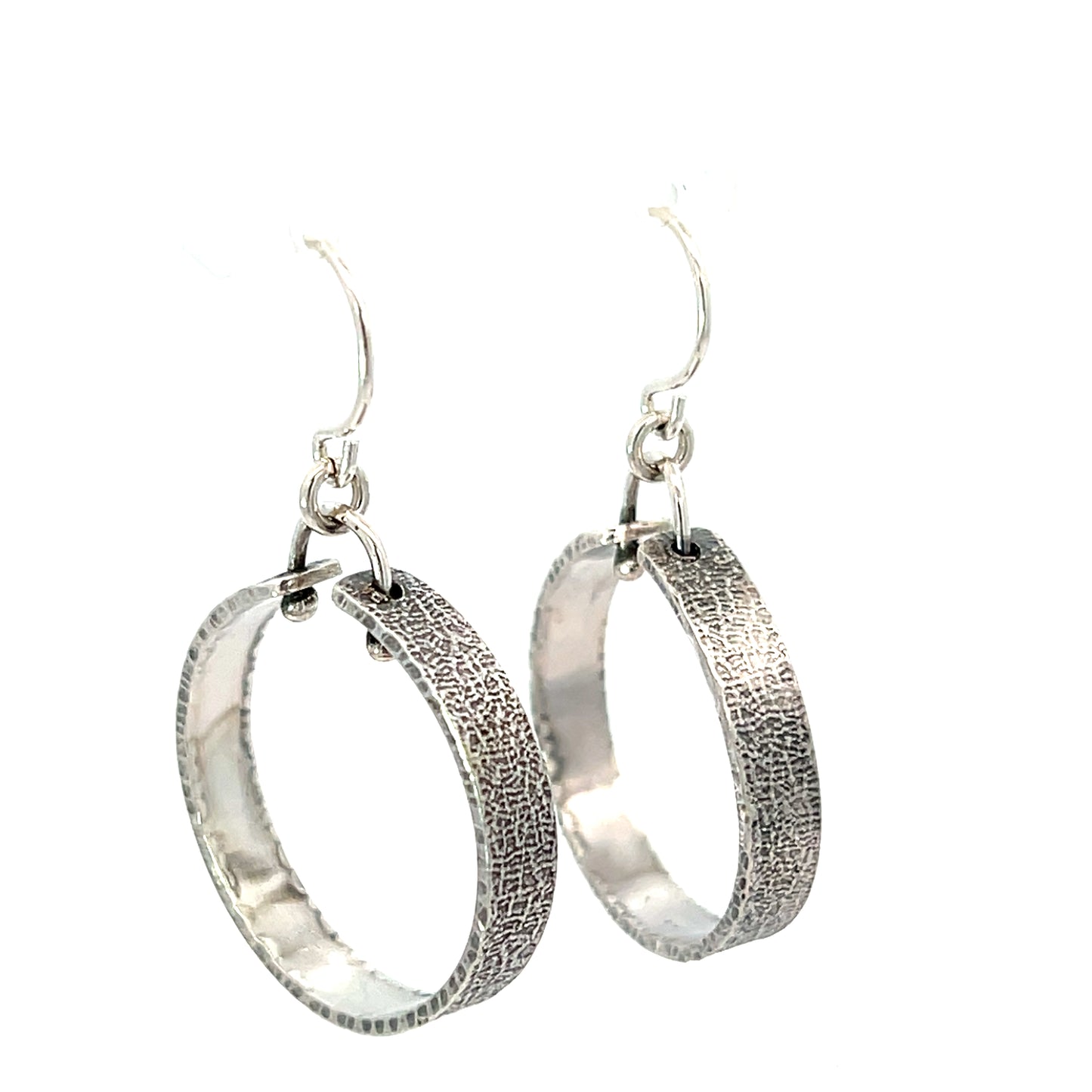 Textured Sterling Hoop Earrings