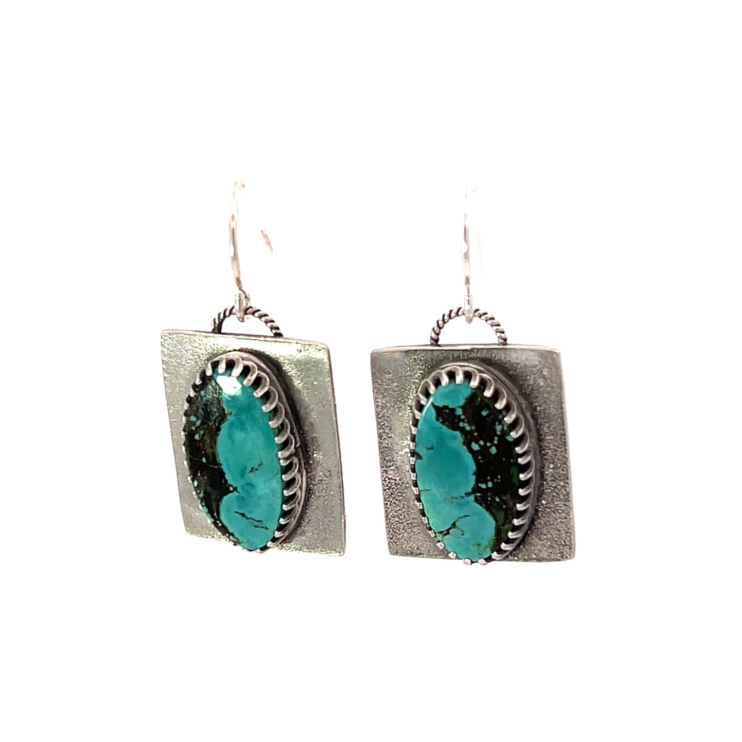 Oval Turquoise & Sterling Earrings