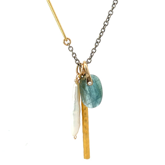Blue Tourmaline Charm Necklace