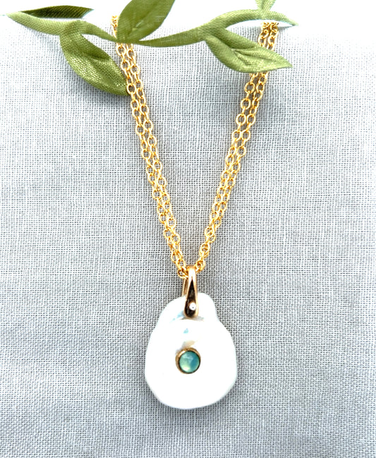 Stone Set Keshi Pearl Pendant