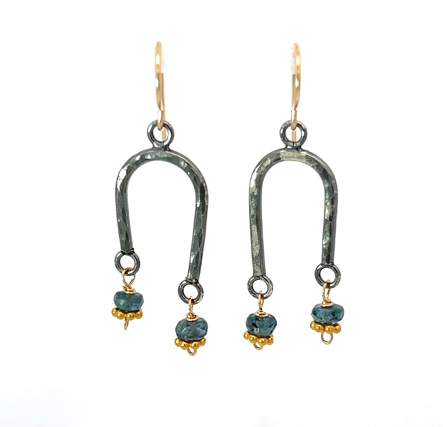 Mixed Metal Blue Kyanite Earrings