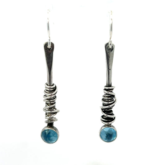 Blue Topaz Droplet Sterling Earrings