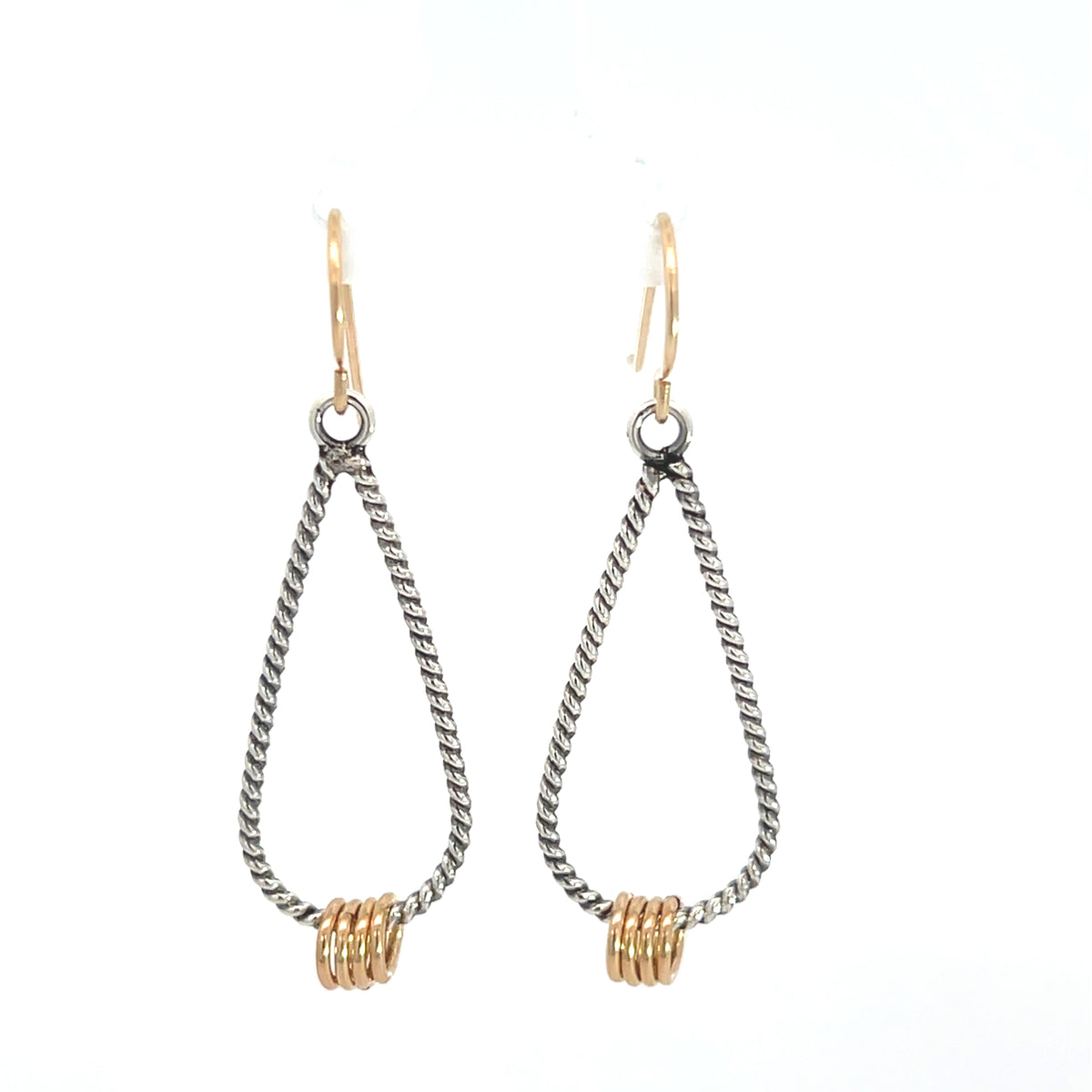 Oblong Mixed Metal Hoop Earrings