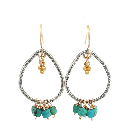 Mixed Metal Turquoise Hoop Earrings