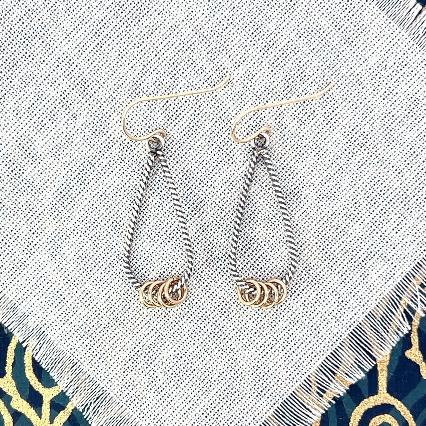 Oblong Mixed Metal Hoop Earrings