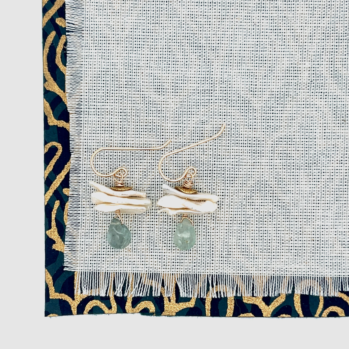 Keshi Pearl and Aquamarine Drop Earrings