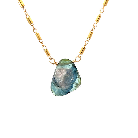 Tourmaline Slice Necklace in Gold