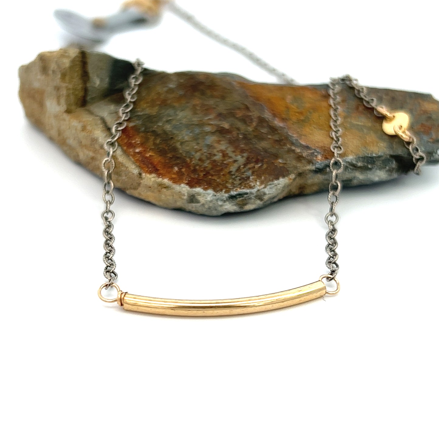 Mixed Metal Bar Necklace