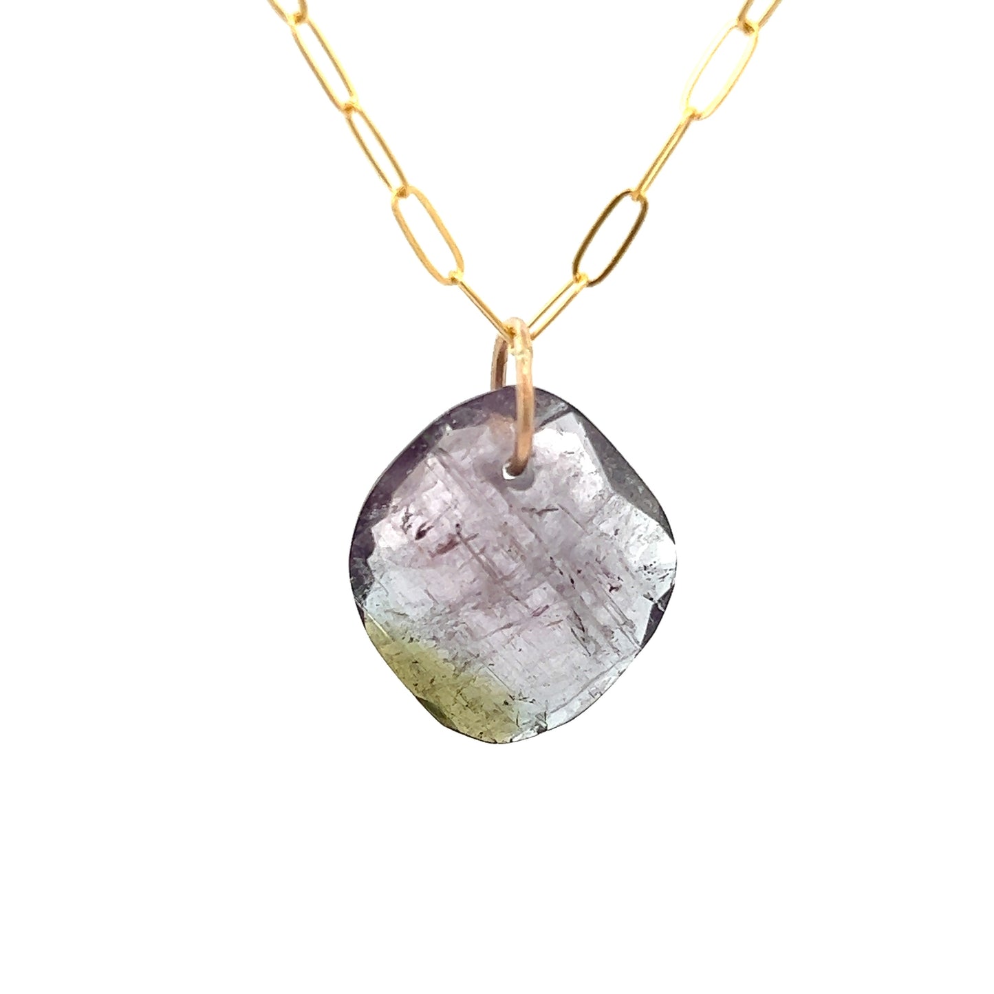 Tourmaline Slice Gold Pendant