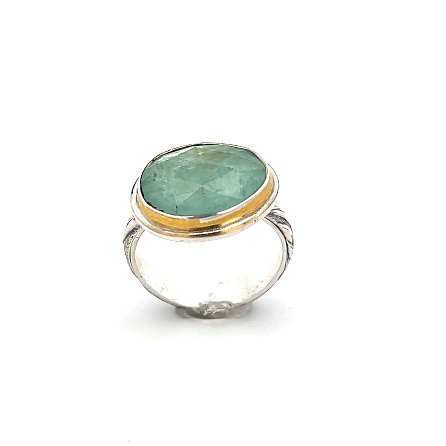 Mixed Metal Aquamarine Ring